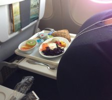 Eating from an airplane tray (model = Beshine).jpg
