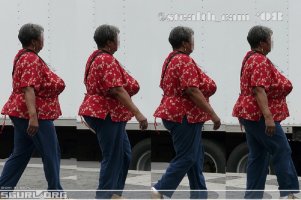 Black Grandma with Huge Pointy Boobs  in a Red Flowery Top Street Candid.jpg